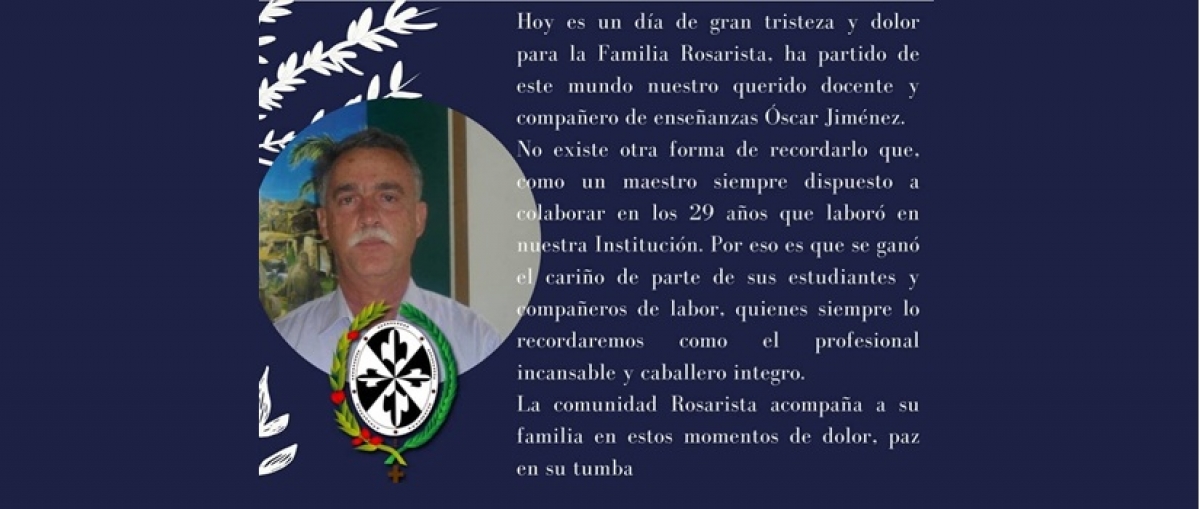 Mensaje de condolencias por el fallecimiento del docente &Oacute;SCAR JIM&Eacute;NEZ RESTREPO